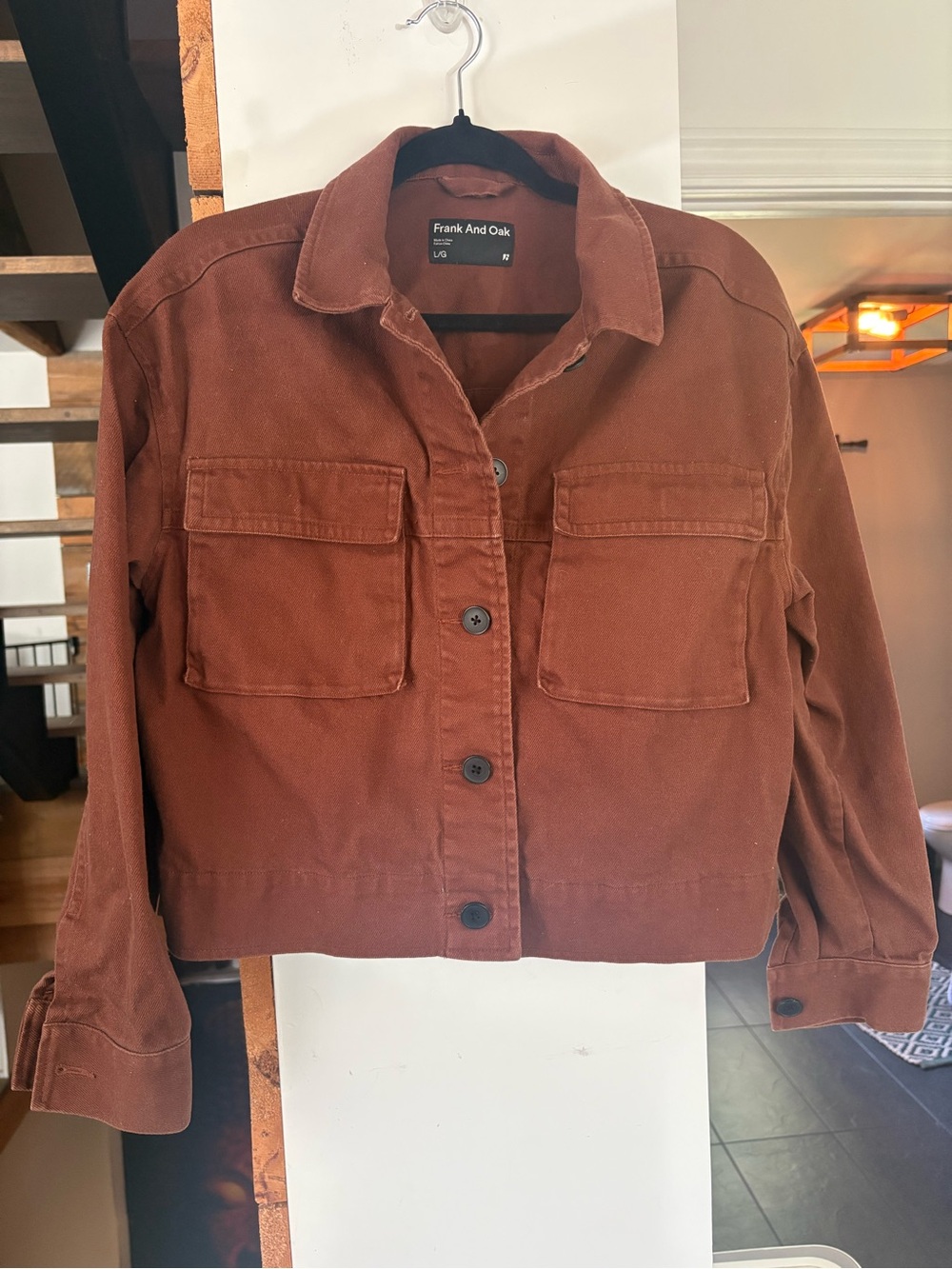 Frank & Oak Cropped Rust-Tone Jean Jacket
